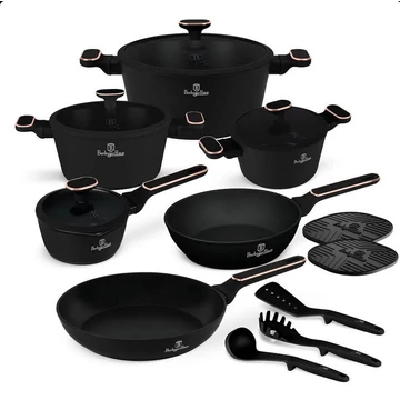 Berlinger Haus Edénykészlet 15 részes titánpro bevonat Black Rose Collection BH/8363