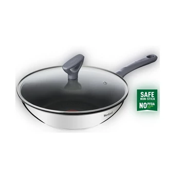 Tefal Wok serpenyő fedővel 28 cm rozsdamentes + tapadásmentes bevonat Daily Cook G7309955
