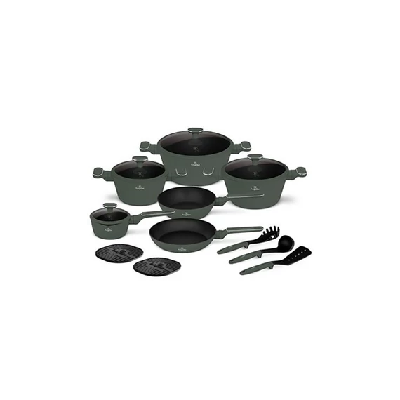 Berlinger Haus Edénykészlet 15 részes titánpro bevonat Matte Green Collection BH/8208N
