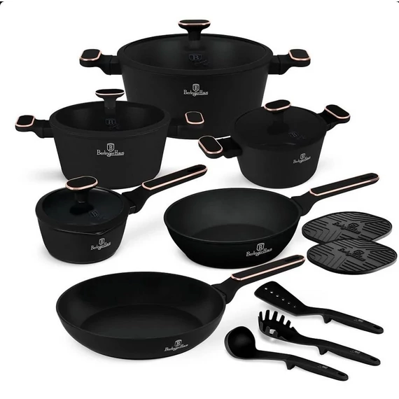 Berlinger Haus Edénykészlet 15 részes titánpro bevonat Black Rose Collection BH/8363