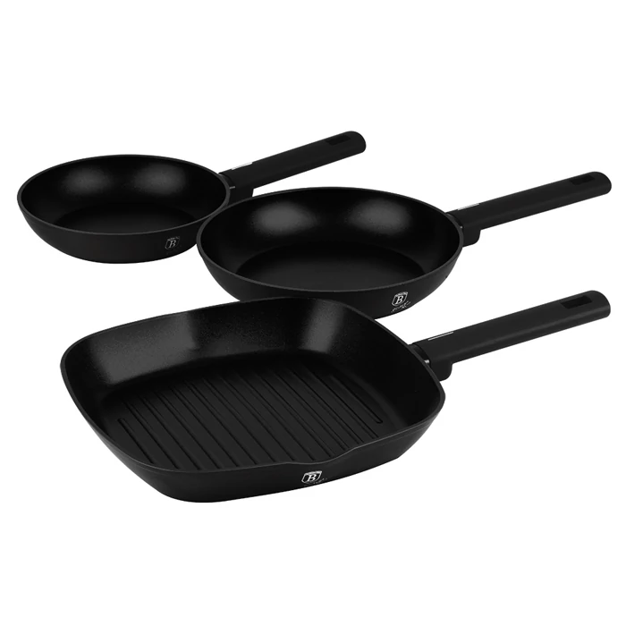 Berlinger Haus Serpenyő készlet 3 részes 20/24/28 cm tapadásmentes Matte Black BH/8196