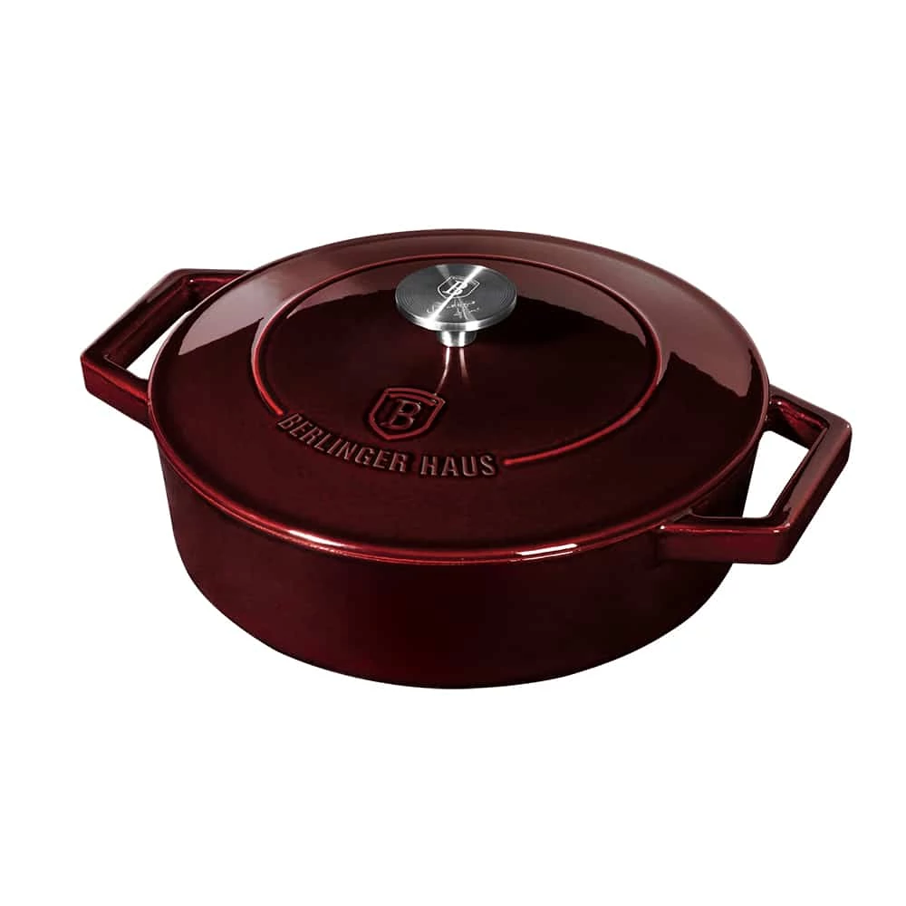 Berlinger Haus Alacsony lábas 26 cm öntöttvas Metallic Line Burgundy Edition BH/6498
