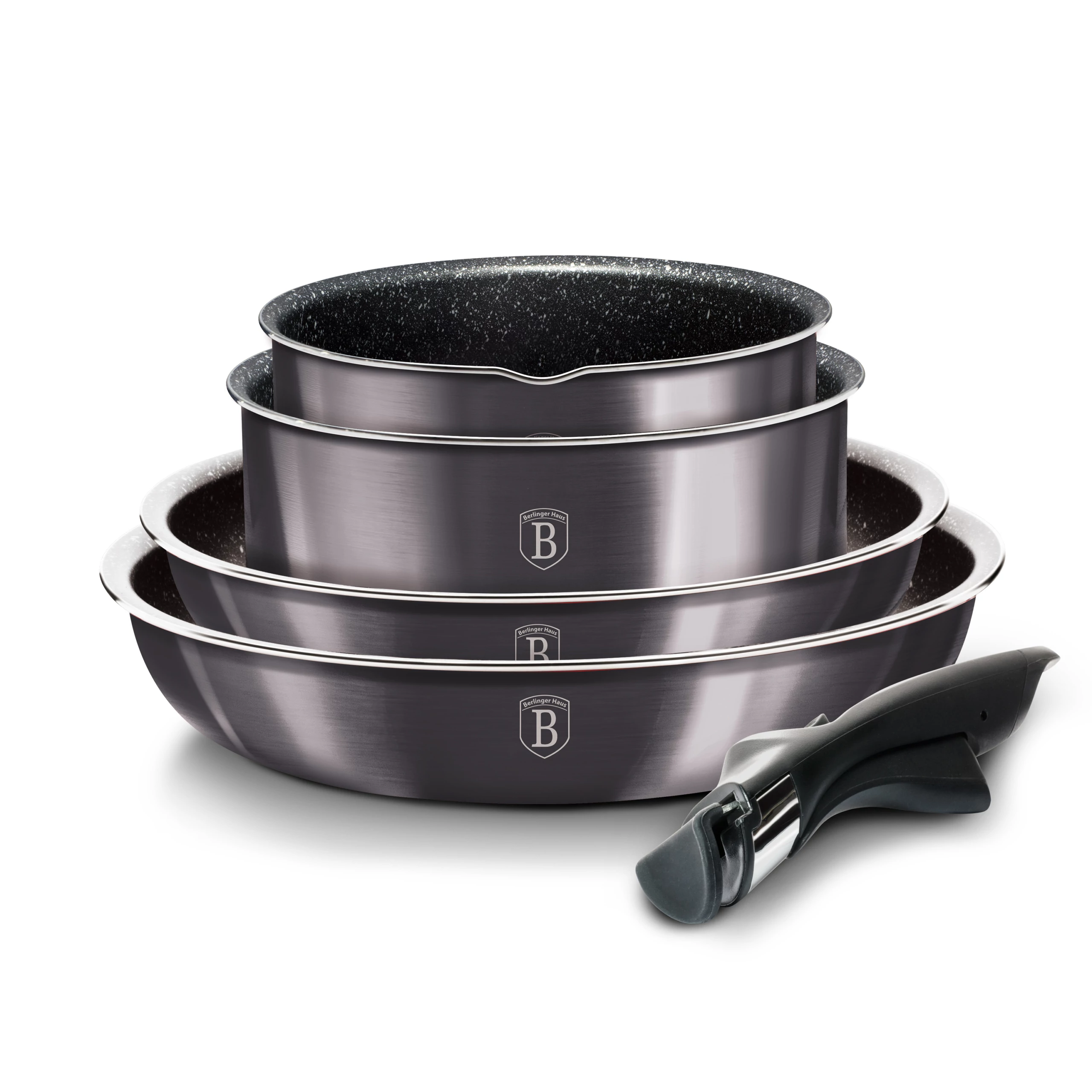 Berlinger Haus Edénykészlet 9 részes márvány bevonat Metallic Line Carbon Edition BH/6918