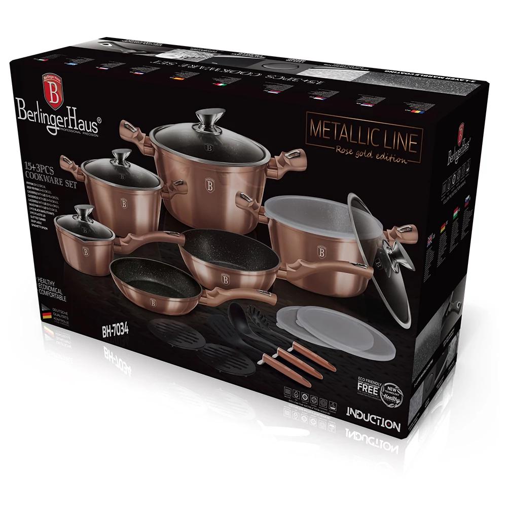 Berlinger Haus Edénykészlet 18 részes márvány bevonat Metallic Line Rose Gold Edition BH/7034
