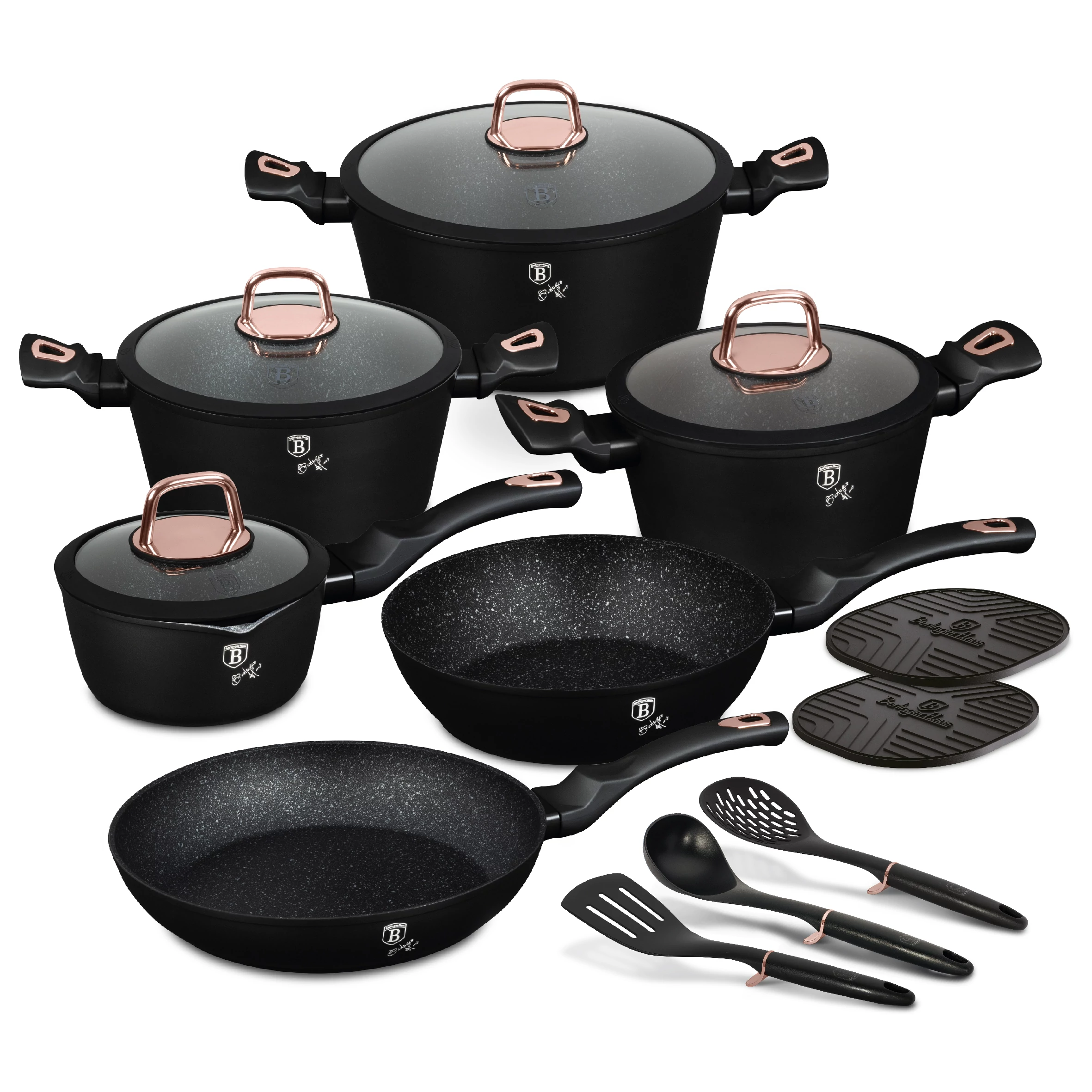 Berlinger Haus Edénykészlet 15 részes márvány bevonat Black Rose Collection BH/8234N