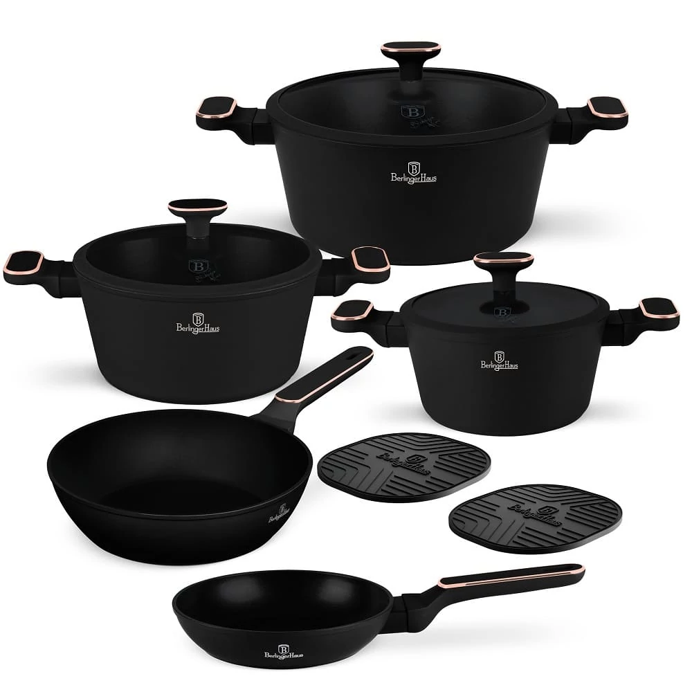 Berlinger Haus Edénykészlet 10 részes titánpro bevonat Black Rose Collection BH/8362
