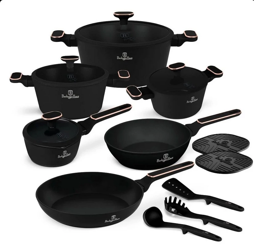 Berlinger Haus Edénykészlet 15 részes titánpro bevonat Black Rose Collection BH/8363