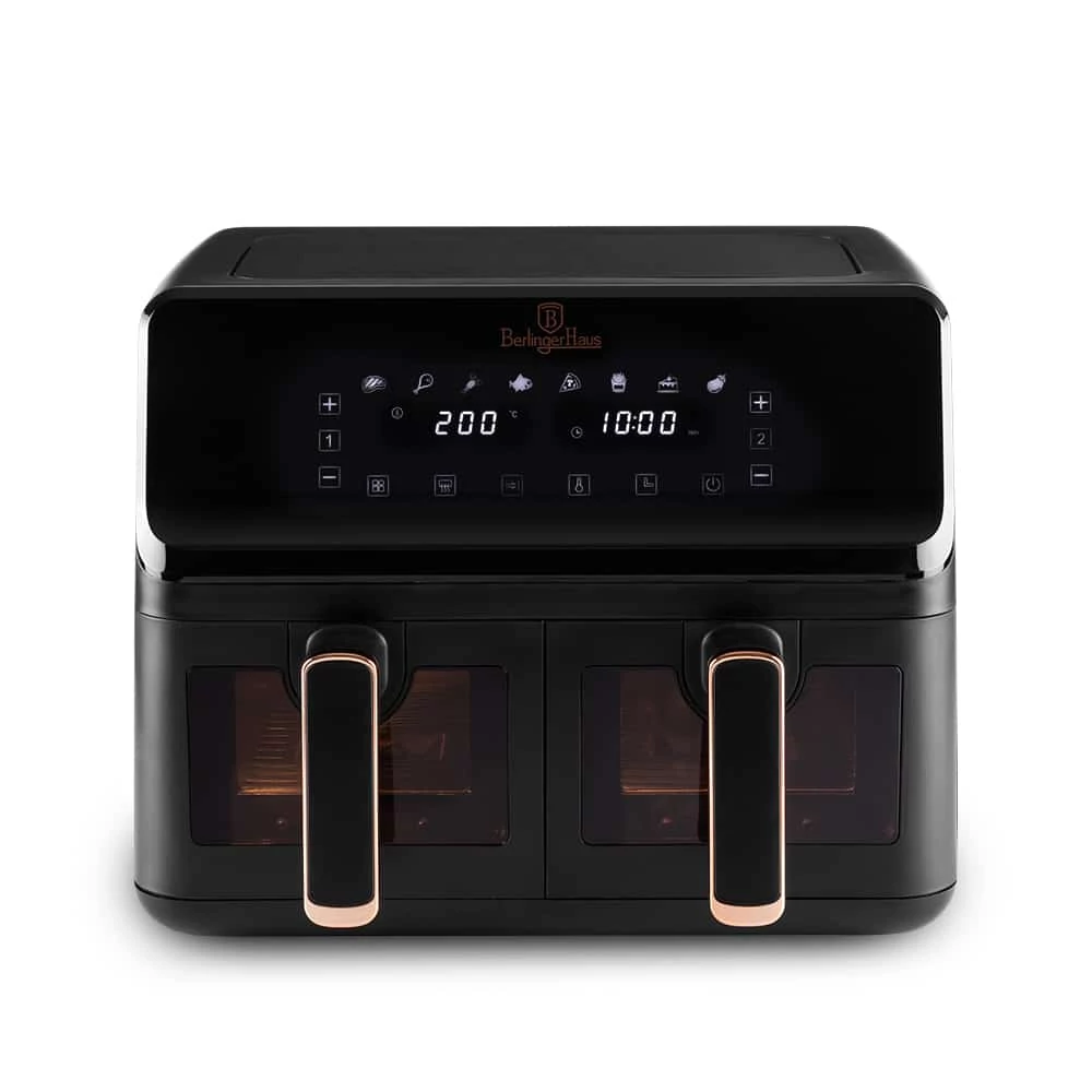 Berlinger Haus Air Fryer / forrólevegős sütő 4,1+4,1 literes 2700W Black Rose Collection BH/9469