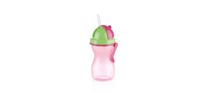 Tescoma Gyermek szívószálas palack 300 ml zöld rózsaszín BAMBINI 668172.53
