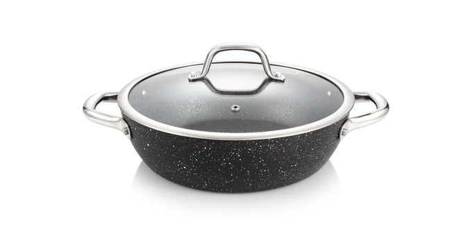 Tescoma Mélyserpenyő fedővel 26 cm rozsdamentes acél PRESIDENT Stone 780354.00