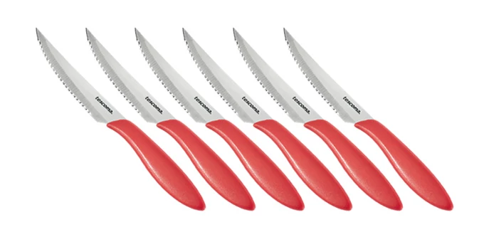 Tescoma Steakkés 12 cm 6 db piros rozsdamentes acél és műanyag PRESTO 863056.20